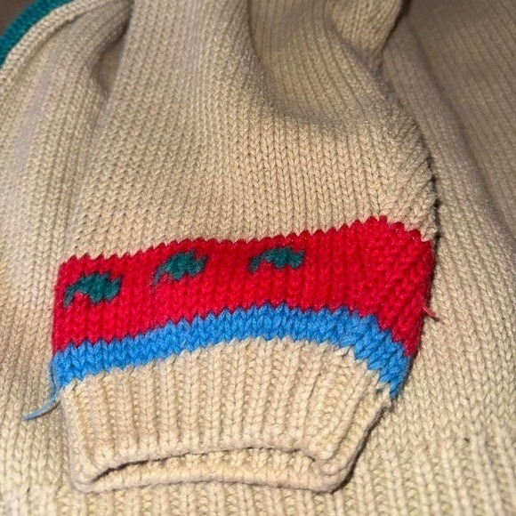 VTG 90s Sz Small Natalie's Southwestern-style Slouchy Cardigan Sweater in Cream - Picture 5 of 5